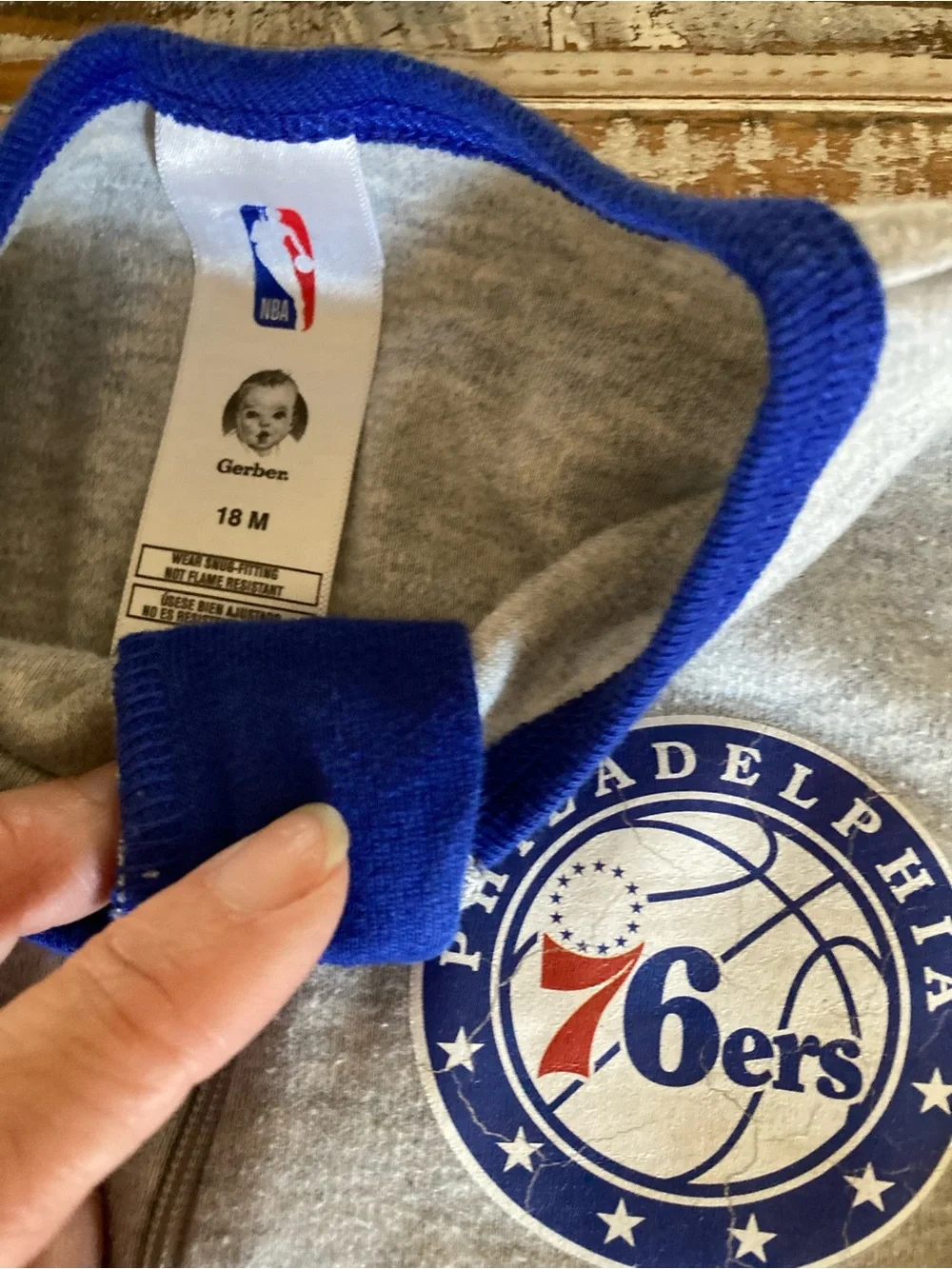 NBA Gray One-Piece Bodysuit with Blue Trim